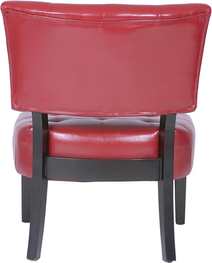 Roundhill Furniture Blended Leather Tufted Accent Chair with Oversized Seating Red