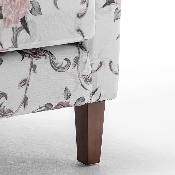 Contemporary Accent Arm Chair with Birch Wood Frame and Velvet Upholstery Armchair for Office and Living Room Decor Removable Cushions 06 Printed Fabric