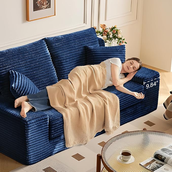 70.9'' Loveseat Sofa 2 Seater Flannel Fabric Loveseat Couches Comfy Upholstered Modern Leisure Love Seat Couch with 2 Pillow Convertible Sofa Bed for Bedroom Office Living Room
