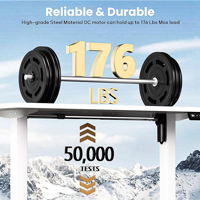 Standing Desk Frame for 37 to 77.5’’ Desktop Electric Height Adjustable Desk Legs 176 lbs Motorized Desk Legs Workstation Frame with Memory Presets White Frame Only