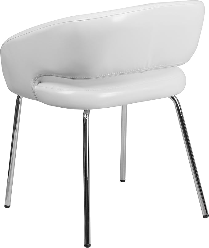 Flash Furniture Fusion Series LeatherSoft Upholstered Side Reception Chair Retro Padded Lounge Chair for Living Room or Office White