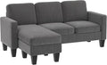 HOMCOM 73 Sectional Sofa L Shaped Couch with Reversible Chaise or Ottoman Corduroy 3 Seat Sectional Couch for Living Room Bedroom Apartment 2200lb Capacity Dark Gray