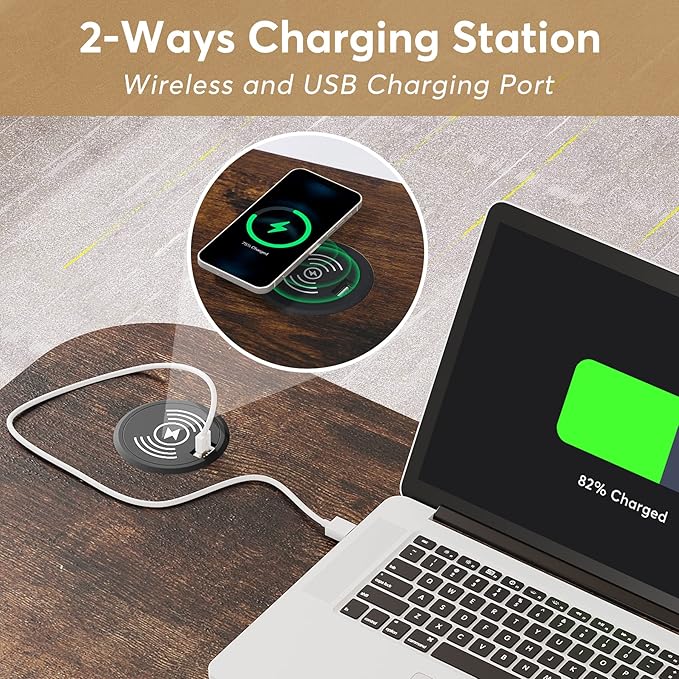 Tribesigns Portable Desk with Power Outlets Height Adjustable Side Table Sofa Couch Bedside Laptop Computer Cart with USB Charging Ports Mobile Small Standing Desk with Keyboard Tray