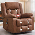 Rocker Recliner Glider Recliner Chairs for Adults 360° Swivel Rocking Chair with Massage and Heating Nursery Chair with Storage and USB Charging for Living Room Bedroom Nursery