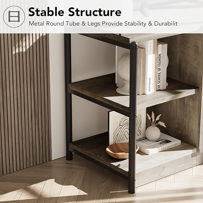 IDEALHOUSE Farmhouse TV Stand for 75/80 inches TVs Entertainment Center with Storage Cabinet Industrial Media Console Cabinet Table Living Room Media Furniture Grey
