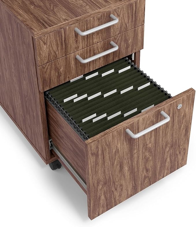 Union &amp Scale Essentials Mobile Pedestal File Left Or Right 3-Drawers: Box/Box/File Legal/Letter Espresso 15.6 X 21.3 X 24.3