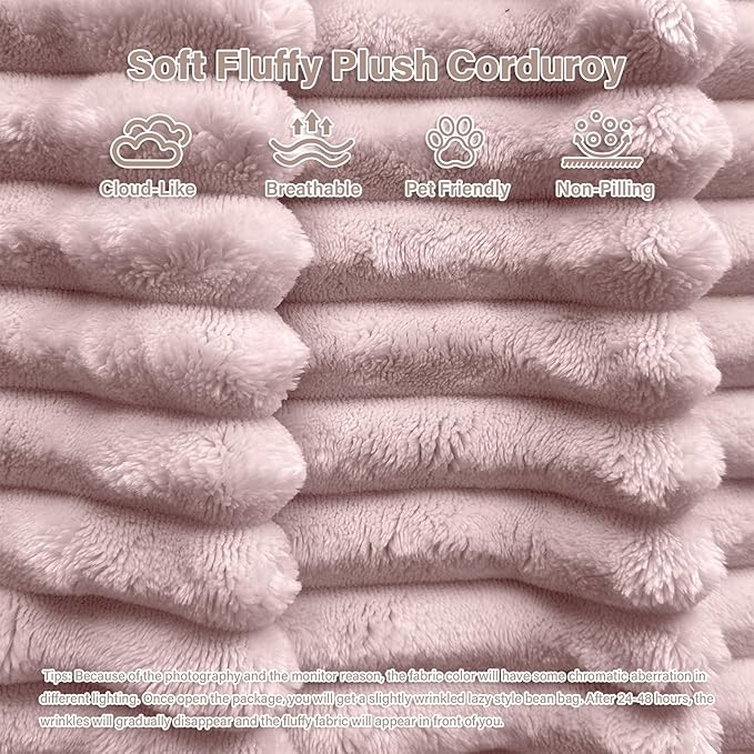 50 Oversized Chaise Lounge Indoor Round Reading Chair Lounge Chair with Ottoman Boneless Sofa Bed Large Fluffy Plush Corduroy Chaise Chair for Living Room Playroom Bedroom Pink
