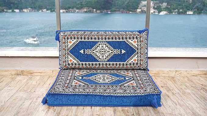 arabicsofa Single Turkish Floor Cushion – Traditional Arabic Jalsa Seating Set – Oriental Living Room Sofa with Backrest Pillows