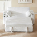 68 Corduroy Convertible Sofa Bed with USB Storage Armrests &amp Pillows – 3-in-1 Foldable Sleeper Chair Floor Couch for Living Room Bedroom Guest Room (ZY-1109-White)