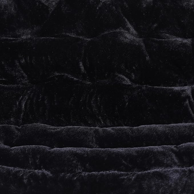 BizChair 56 Portable Folding Double Saucer Chair in Black Faux Fur with a Black Steel Frame for Dorm Living Room or Bedroom