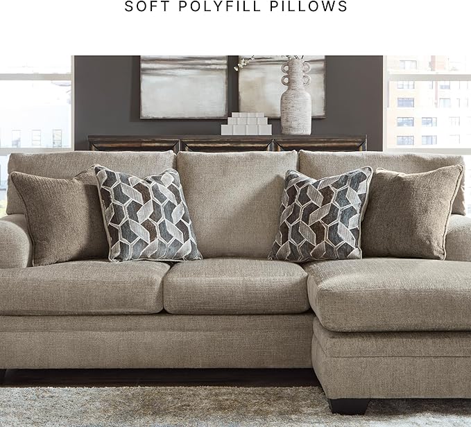 Signature Design by Ashley Stonemeade Casual Right-Arm Facing Sofa Chaise with 4 Toss Pillows Light Brown