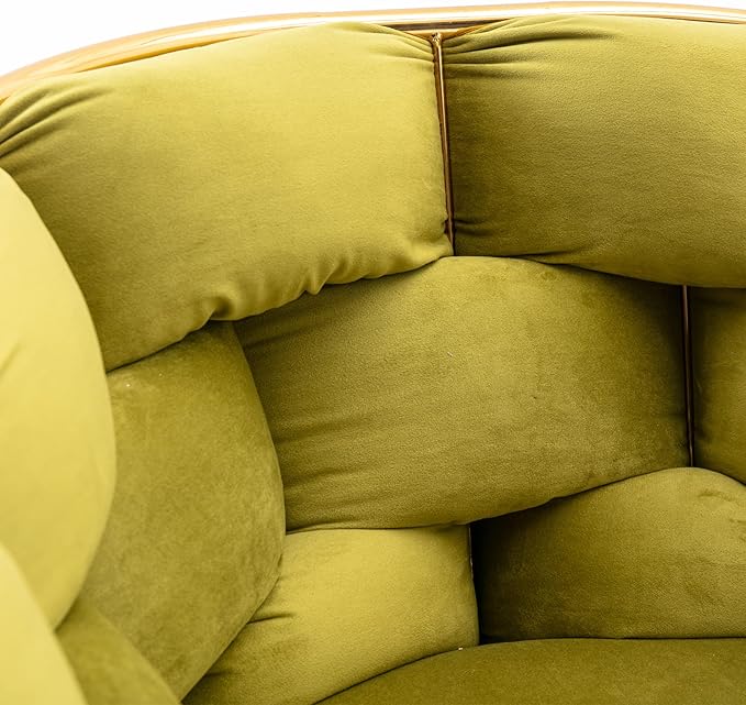 Polibi Modern Velvet Accent ChairDining Chair Single Sofa Chair Leisure Lounge Chairs with Golden Metal Frame LegsLiving Room Furniture1PCS Olive Green
