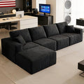 140 L Shaped Modular sectional couches SofaCorduroy Boneless Couches with Deep Seat and Movable OttomanComfy Cloud Sofa for Living Room BedroomNo Assembly (5 Seater Left Black)