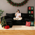 107 Comfy Cloud Couch with L-Shape Chaise &amp Deep Seat Modular Sectional Sofa in a Box Boneless Upholstered Couches for Living Room No Assembly Required (Soft Corduroy Black)
