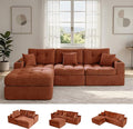 113 Modular Sectional Sofa for Living Room Convertible L-Shape Couch with OttomanCloud Boneless Couch with Layered CushionReddish Brown Corduroy