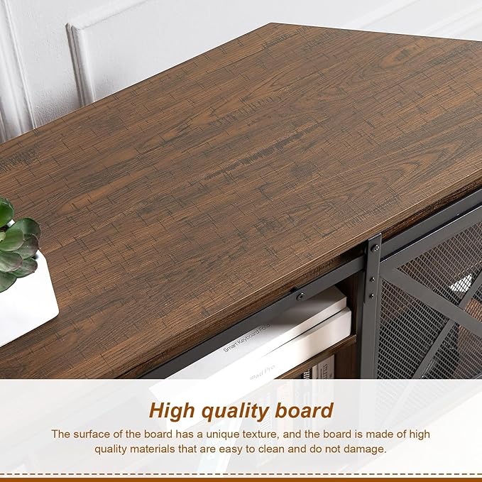 HOMISSUE Corner TV Stand for 55 Inch TV Rustic Corner Entertainment Center with Storage Industrial Media Console Table with Sliding Barn Door Tall TV Cabinets Center for Living Room Brown