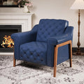 EJUNQ Cozy Accent ChairPU Leather Modern Living Room ChairsMid-Century Office Reading ChairSingle SofaArmchair for Bedroom Apartment Waiting Room(Dark Blue)