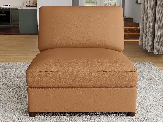 EASE MOOSE Middle Module Faux Leather Sectional Accessory Brown