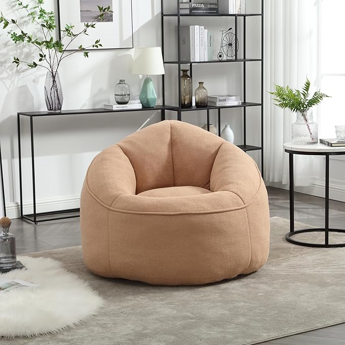 Small Bean Bag Chairs for Adults Single Sofa Chair with Ottoman Footrest Bean Bag Couch for Teens with Foam Filler Included Comfy Soft Lazy Sofa for Small Space/Living Room/Bedroom/Study