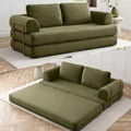 HANXIN 80 Inch Convertible Sleeper Sofa Bed High Back Plush Corduroy Folding Floor Mattress Couch with Fixed-Shape Frame Boneless Futon Loveseat with Pull Out Bed No Assembly Required (Green)