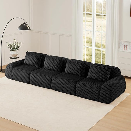 Cloud Sectional Couches for Living Room Boneless Couch Modular Sectional Sofa Modern Deep Seat Sofa with Pillows 4 Seater Comfy Floor Couch for Bedroom No Assembly RequiredBlack