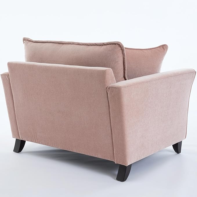 46.30 Oversized Armchair Chenille Fabric Comfy Chair and a Half Single Sofa with Pillow for Living Room Bedroom Office Apartment Pink