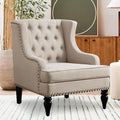 Rosevera Amelia 29 Modern Upholstered Accent Chair Armchair with Wingback Accent Leisure Chair Fabric Reading Living Room Single Sofa for Living Room Bedroom Balcony StudioTextile Beige