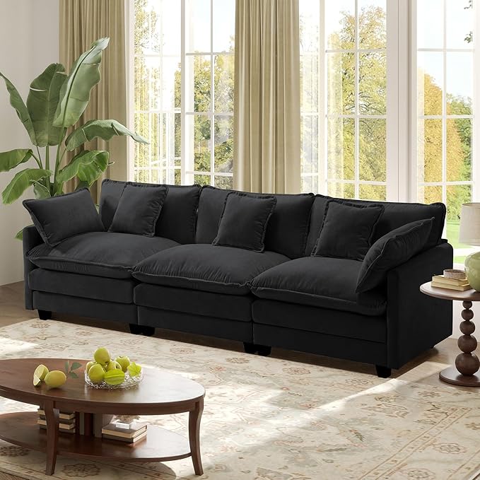 113.4 Modular Sectional SofaCloud Couch for Living Room Modern Deep Seat Sofa 3 Seater Chenille Fabric Comfy Couches with Throw Pillows for Apartment