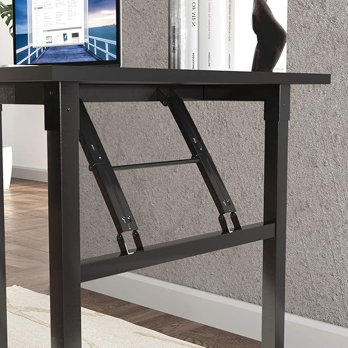 soges Computer Desk 39.4 inches Folding TableLaptop Desk Dining Table Writing Table Study DeskWorkstation for Home Office No- Assembly RequiredBlack