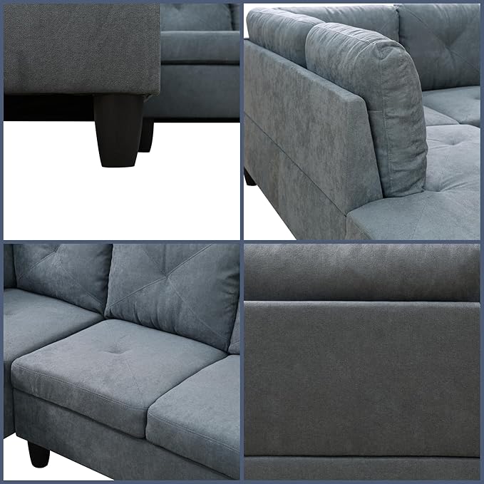 L Shaped Couch Modular Sectional Sofa with Chaise Modern Modular Sofas Furniture Sofa Couches for Living Room/Apartment/Office/Bedroom Dark Grey