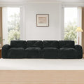 KEIKI 141 Velvet Modular Sectional Sofa with High-Density Foam Cushion &amp 4 Pillow Upholstered Oversized Compressed Boneless Tufted 4-Seater Couch No Assembly Required for Living Room Black