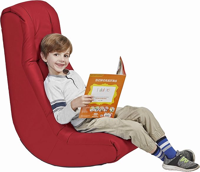 Factory Direct Partners Soft Tufted Floor Rocker - Cushioned Ground Chair for Kids Teens and Adults - Great for Reading Gaming Meditating TV - Red 10488-RD