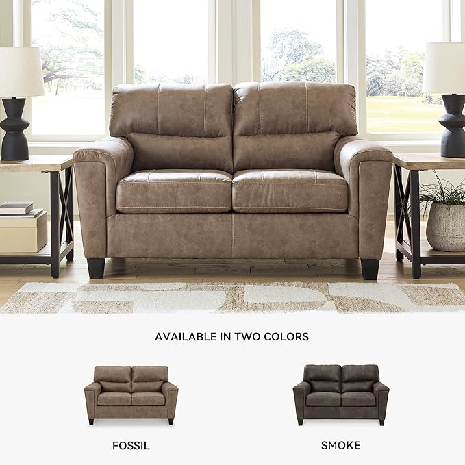 Signature Design by Ashley Navi Modern Loveseat with Removable Cushions Dark Brown