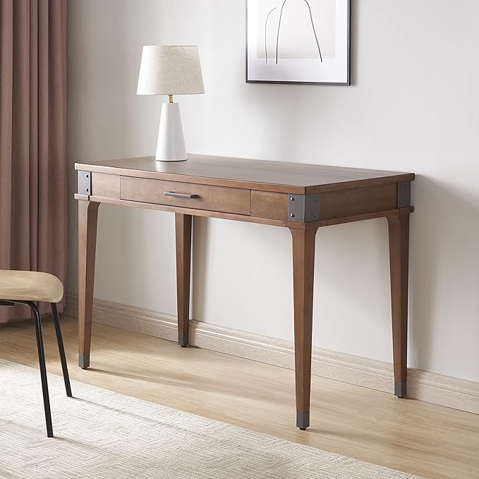 Leick Home 84401 Leick Home Laptop Desk with Drawer in Aged Barrel 1 Drawer in Aged Barrel