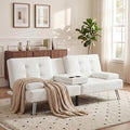 YESHOMY Modern Futon Sofa Bed Convertible Futon Couch with Adjustable Backrest Futon Loveseat Sleeper Sofa Bed with Armrest for Living Room Small SpacesPU Leather White