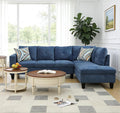 97 Inch Modern L-Shaped Couch Flannel Sectional Sofa with Right Facing Chaise 4-Seater Couch with Sturdy Frame for Living Room Apartment Blue