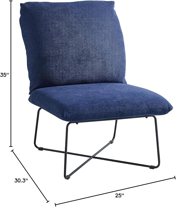 Classic Brands Eternity Upholstered Armless Accent Chair Blue| Mid-Century Modern | Ergonomic