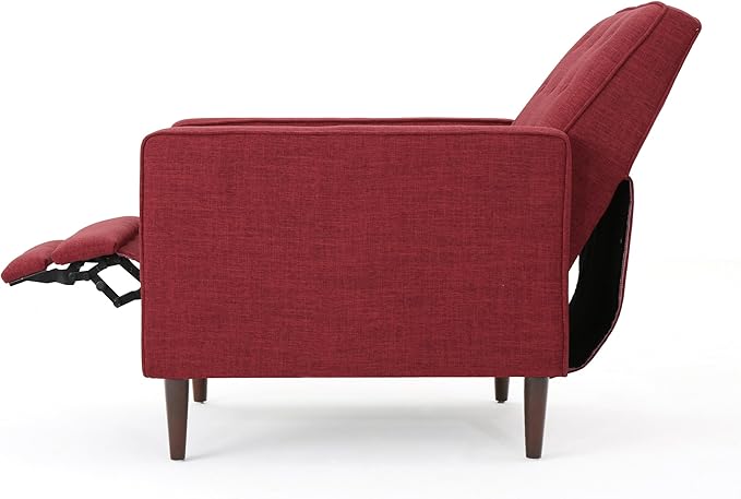 Mid-Century Fabric Rocker Recliner Chair with Tufted Design Adjustable Single Recliner Sofa with Thicker Seat Cushion with Pocket for Living Room Bedroom Apartment (Red Style1)