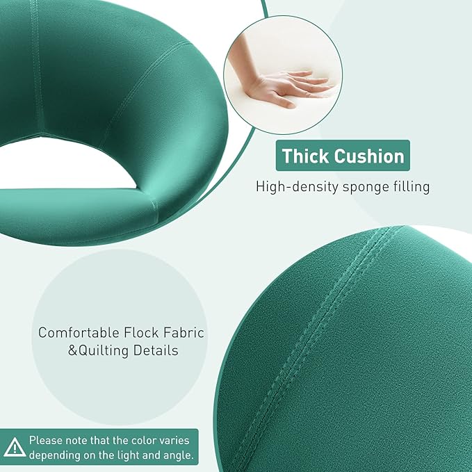 Giantex Swivel Accent Chair Modern Office Chair with Wood Legs Oversized Upholstered Seat Round Tufted Back Velvet Vanity Chair for Living Room Bedroom Green