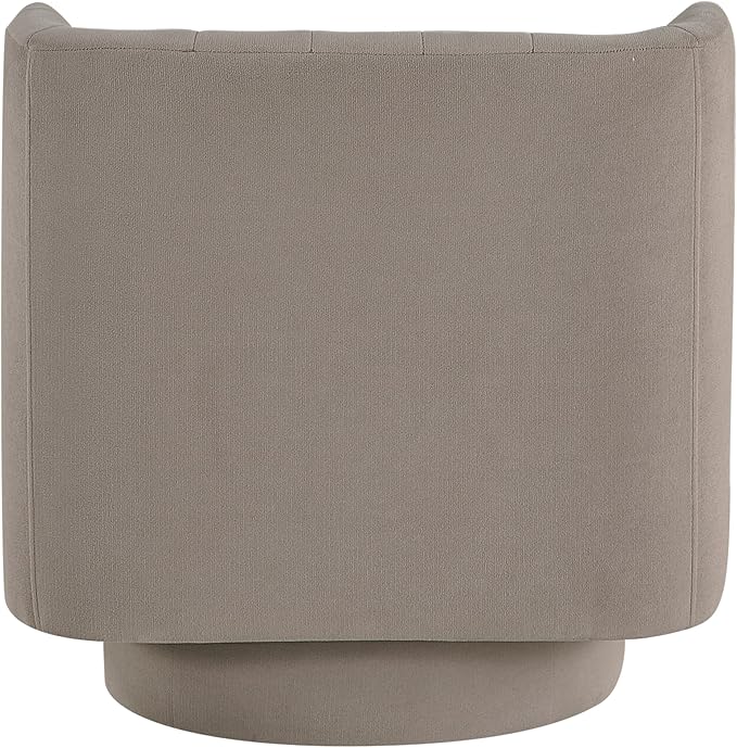 Modern Swivel Chair: Luxury Textured Fabric Contemporary Barrel Back Design for Living Room (Taupe)