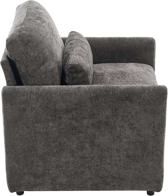 31.9 Oversized Cozy Upholstered Armchair Chenille Fabric Cloud Sofa Double Cushion Single Sofa Plush Cushion Armchair for Living Room Office Apartment (Grey-1c)