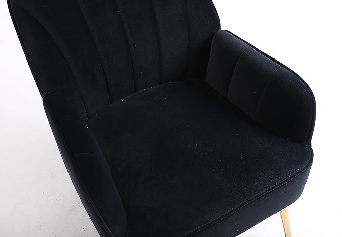 Modern Mid Century Chair Velvet Sherpa Armchair for Living Room Bedroom Office Easy Assemble(Navy)