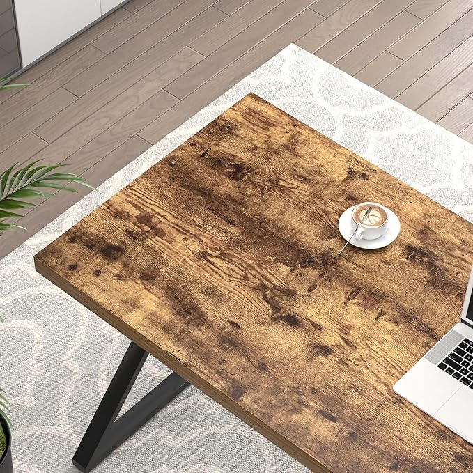 FOLUBAN Home Office Desk Modern Wood and Metal Computer Desk Simple Writing Work PC Desks for Bedroom Industrial Study Gaming Table for Living Room Rustic Brown 53 Inch
