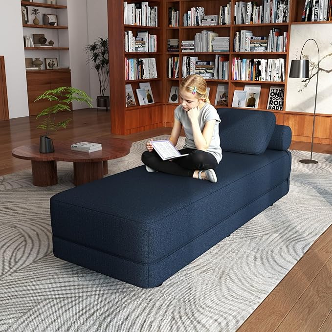 Daybed Queen Size Sofa Bed Chair 80 L Folding Sofa Chair with Pillow Lounge Chaise Bed Chair with Back Support for Living Room Bedroom
