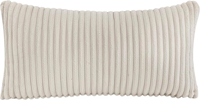 Lexicon Mid Century Modern Accent-Chair with Lumbar Pillow Brown Solid Wood Frame Comfy Corduroy Upholstered Lounge Arm Chair for Living Room/Bedroom/Office/Reading Nook Assembly Required Beige
