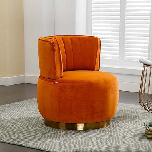360° Swivel Cuddle Barrel Accent Chairs Wide Upholstered Round Armchairs in Fluffy Velvet for Living Room Bedroom Office Waiting Rooms