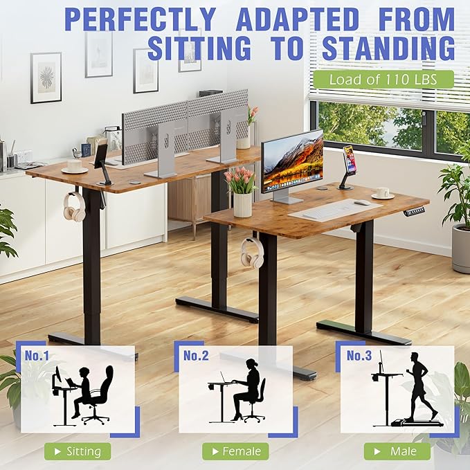 Homall Electric Standing Desk Height Adjustable Stand up Desk with Headphone Hook and USB Port Home Office Computer Desks with Splice Board