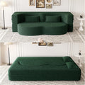 2 in 1 Folding Floor Couch Sofa Bed with 2 Pillows Teddy Fabric Foam-Filled Convertible Sleeper Sofa Full Mattress for Living Room Guestroom No AssemblyGreen Required Sofa Bed