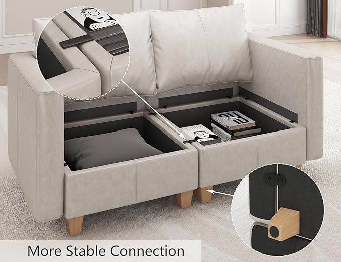 EASE MOOSE Armrest Module for Modular Sectional Sofa Faux Leather Side Armrests for Convertible Sectional Modular Sofa Couch