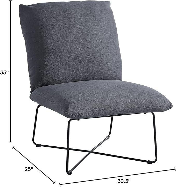 Classic Brands Eternity Upholstered Armless Accent Chair Dark Grey| Mid-Century Modern | Ergonomic